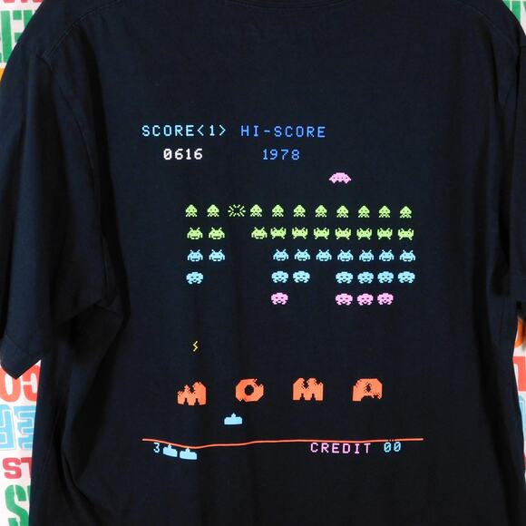 Uniqlo UT Space Invaders MoMA Art Museum T Shirt Size XL Double Sided Black - Picture 5 of 5